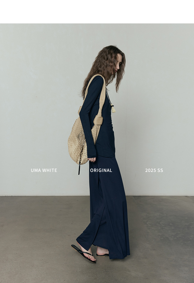 广州十三行女装UMAWHITE档口2025早春新款半身裙女天丝高腰长裙详情15