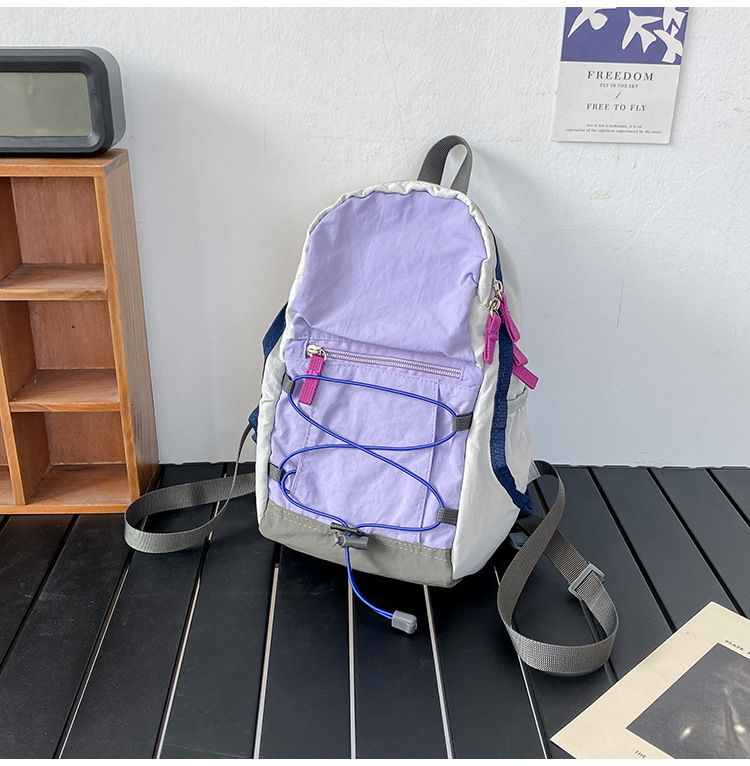户外双肩包抽绳迷你休闲包轻便百搭旅行登山包女轻便旅游小背包详情48