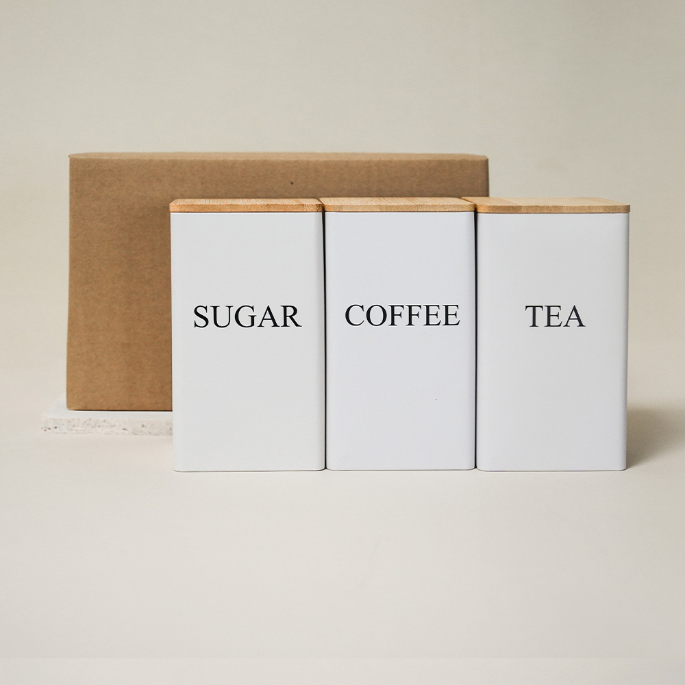 European and American style ins bamboo lid metal tin box, candy, coffee, tea, tinplate storage box, simple and creative storage box pic 7