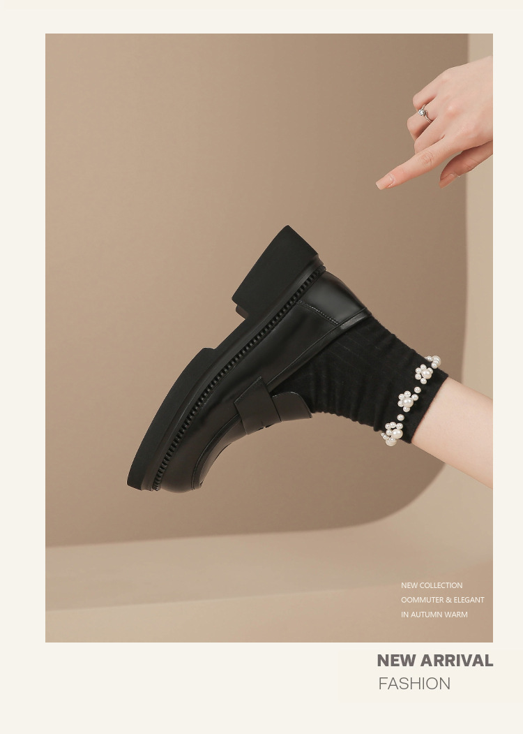 真皮~棕色小皮鞋女复古休闲一脚蹬单鞋学院jk乐福鞋大码女鞋详情27