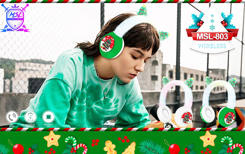跨境新款MSL-803頭戴式無線藍(lán)牙耳機 創(chuàng)意圣誕毛絨設(shè)計 重低音效果 長續(xù)航耐用 藍(lán)牙音樂耳機詳情8