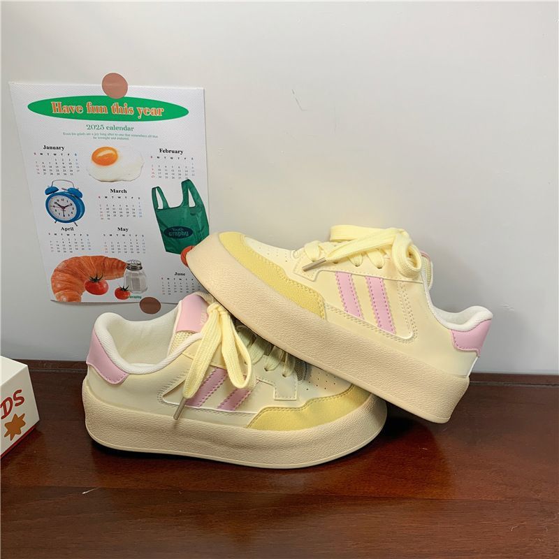 小众甜美厚底板鞋女款2025春秋季百搭德训鞋内增高休闲运动小白鞋详情3