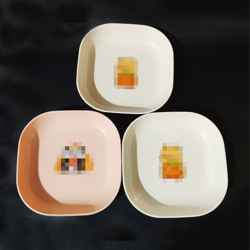 【3-7区】H11 方形卡通-吐骨蝶 600/箱	H11方形吐骨蝶盘子塑料家用水果盘子酒店饭店卡通碟子方盘子1元详情4