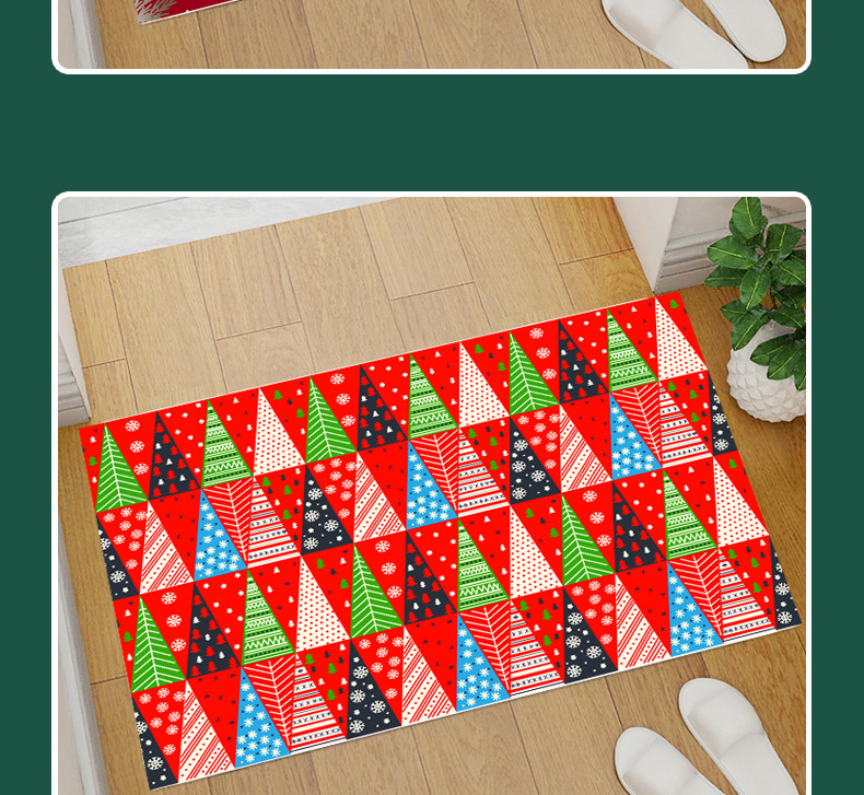 Red Christmas floor mat, Santa Claus Christmas tree, coral velvet entry bar, home floor mat pic 16