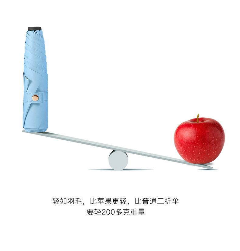 超轻伞羽毛伞小巧便携太阳伞防紫外线三折晴雨两用铅笔伞详情7