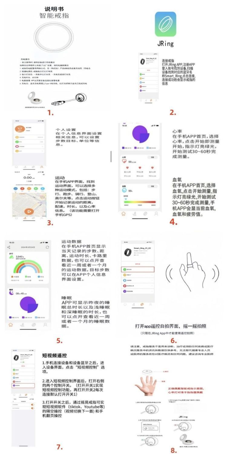 带屏幕显示跨境蓝牙连接智能戒指手势刷视频防水血氧心率计数指环详情15