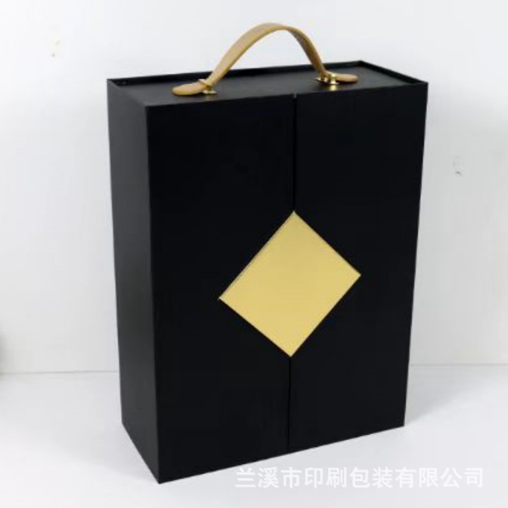 Creative one-piece hand-held folding wine box with magnetic flip cover, holiday gift box in stock for wholesale. It can be laid flat or folded pic 12
