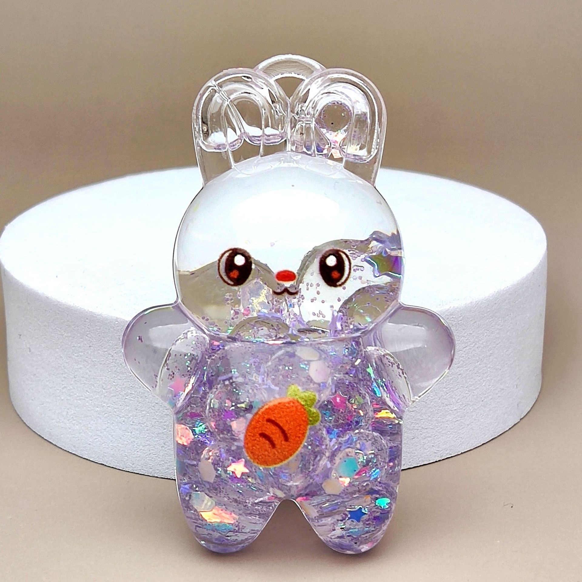 创意亚克力入油流沙瓶夜光泡泡珠兔子钥匙扣汽车配饰桌面摆件饰品详情9
