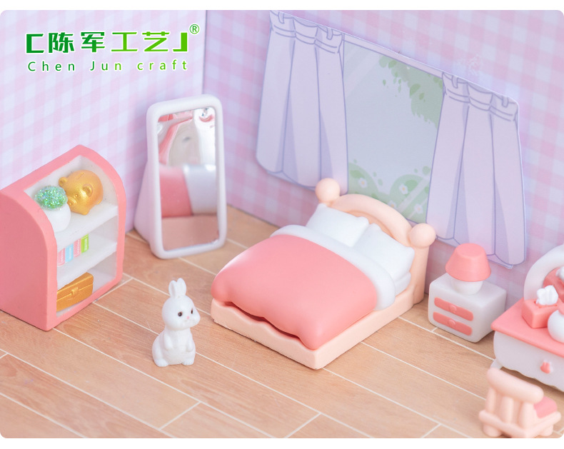 微景观创意粉色少女心卧室装饰品配件 娃屋diy微缩家具模型小摆件详情37