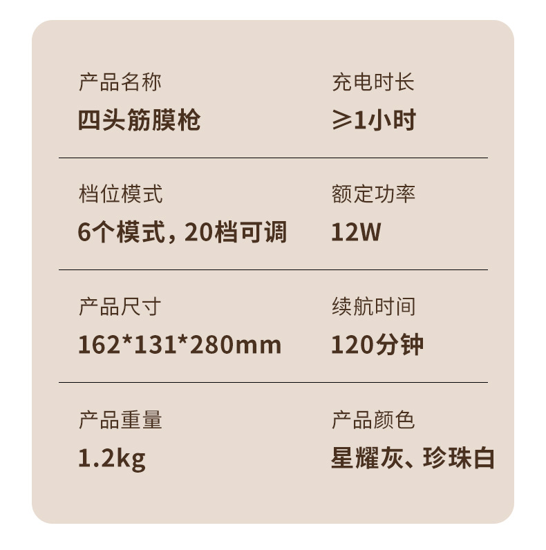 跨境充电四头筋膜枪按摩器专业级腰背深层高频震动肌肉放松按摩枪详情17
