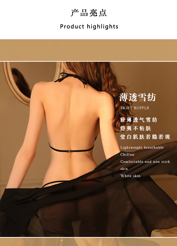 Sexy three-point underwear and outerwear two-piece set, light and transparent couple atmosphere home wear, fun pajamas 9005 pic 6