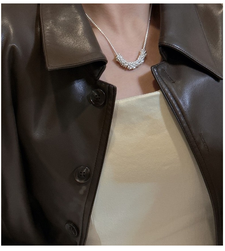 S925 sterling silver Korean version, niche design sense, fashionable and retro zircon necklace, trendy heavy industry collarbone chain wholesale pic 6