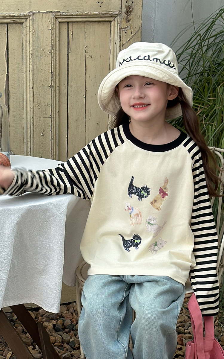 2024秋季新款儿童秋装长袖T恤上衣女童宝宝230克卡通插肩打底衫潮详情10
