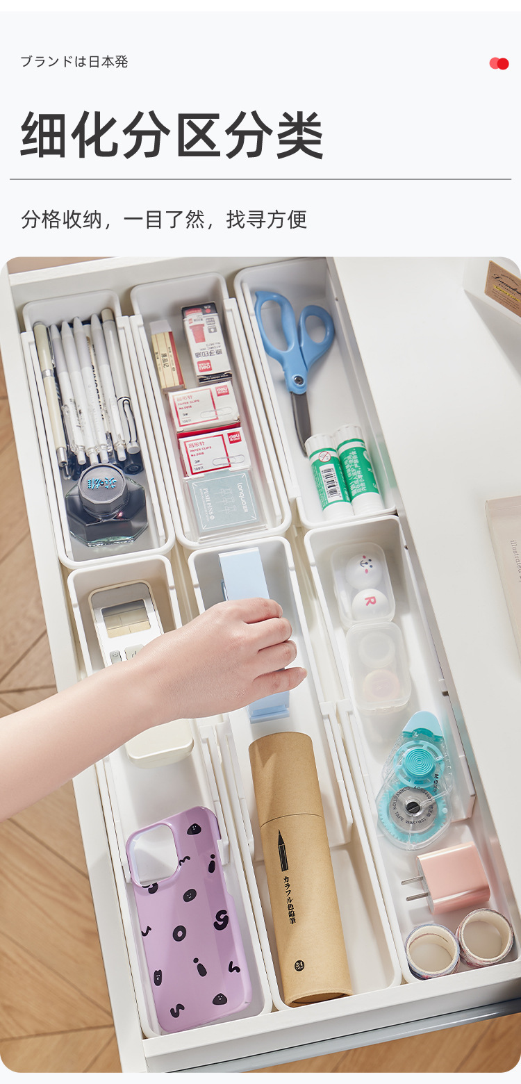 Extendable tableware storage box, kitchen utensils, cabinets, drawers, tableware, bowls and chopsticks storage and separation multi-functional storage box pic 6
