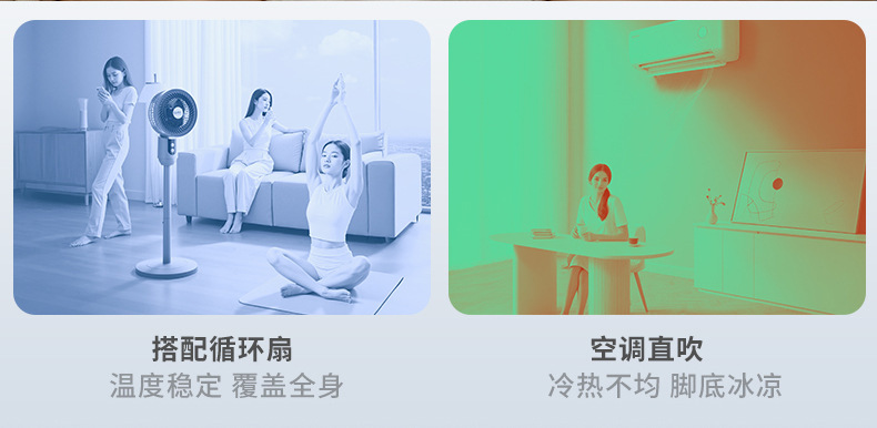 杨子新款空气循环扇三档家用遥控电风扇台立两用静音大风力落地扇详情7