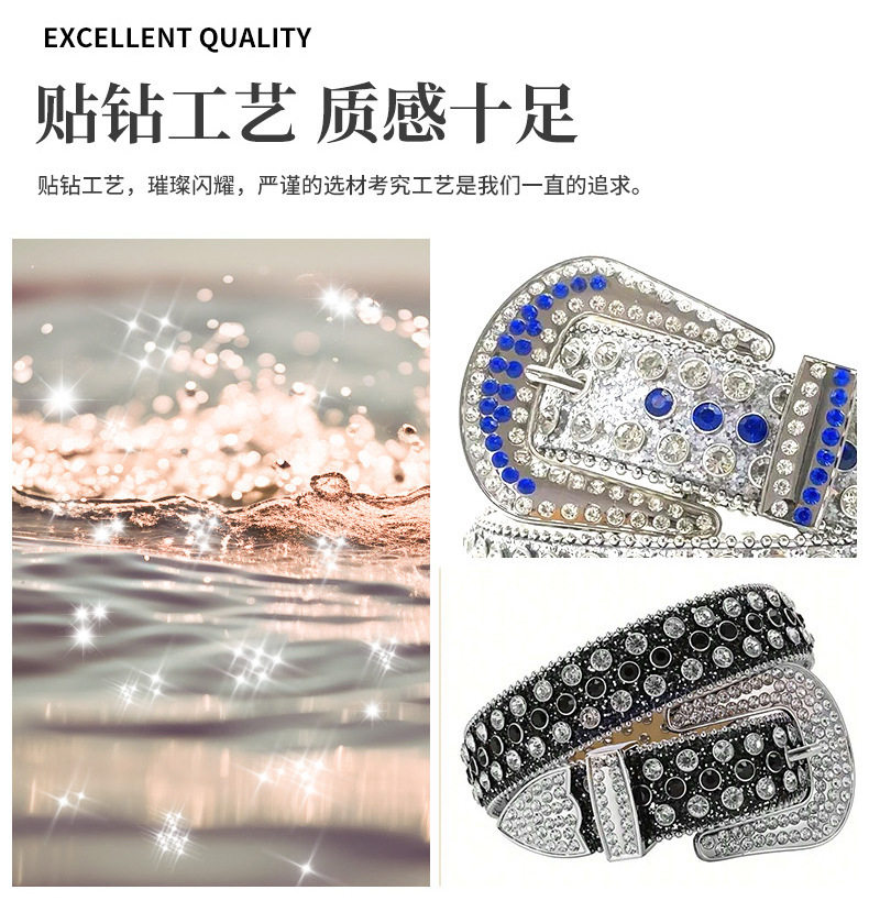 New style of wide belt with pearl eyes and rhinestone inlay decoration for women, versatile jeans and street belt pic 6