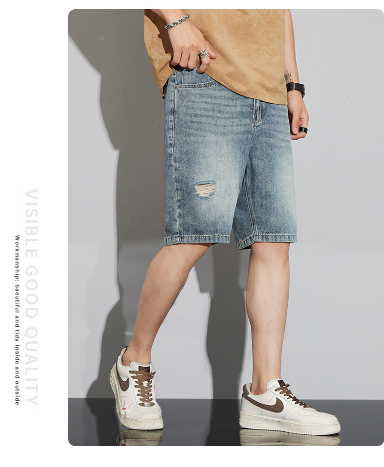 牛仔短裤男夏季潮牌短袖男装男士五分裤男生破洞衣服男款裤子详情26