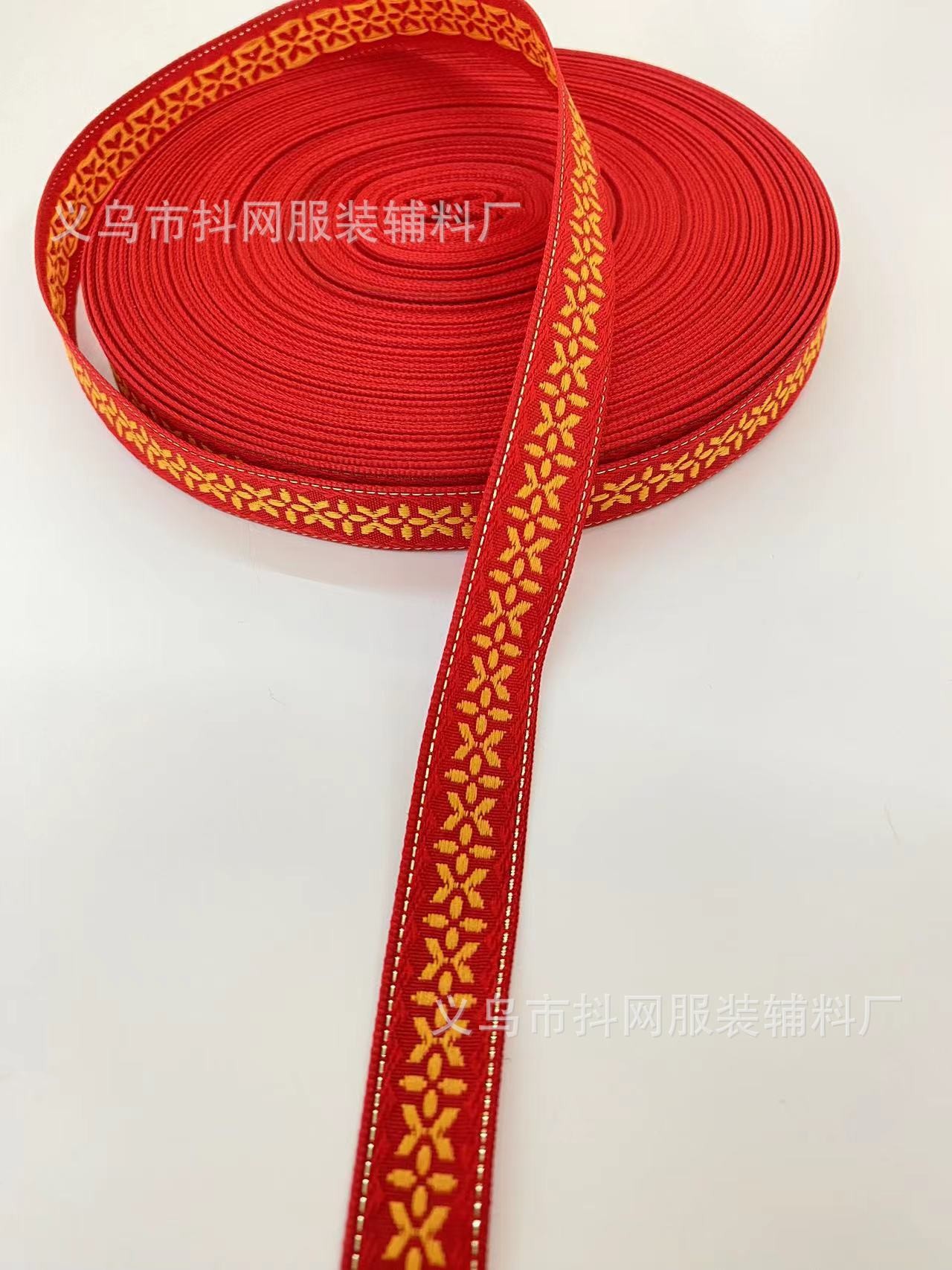 1.0-1.7厘米大红色中国风喜庆织带蝴蝶结少数民族服装辅料批发详情54