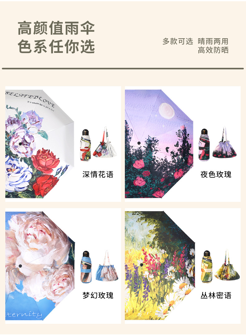 胶囊遮阳伞户外防晒花卉礼品伞晴雨两用便携折叠太阳伞定logo广告详情7