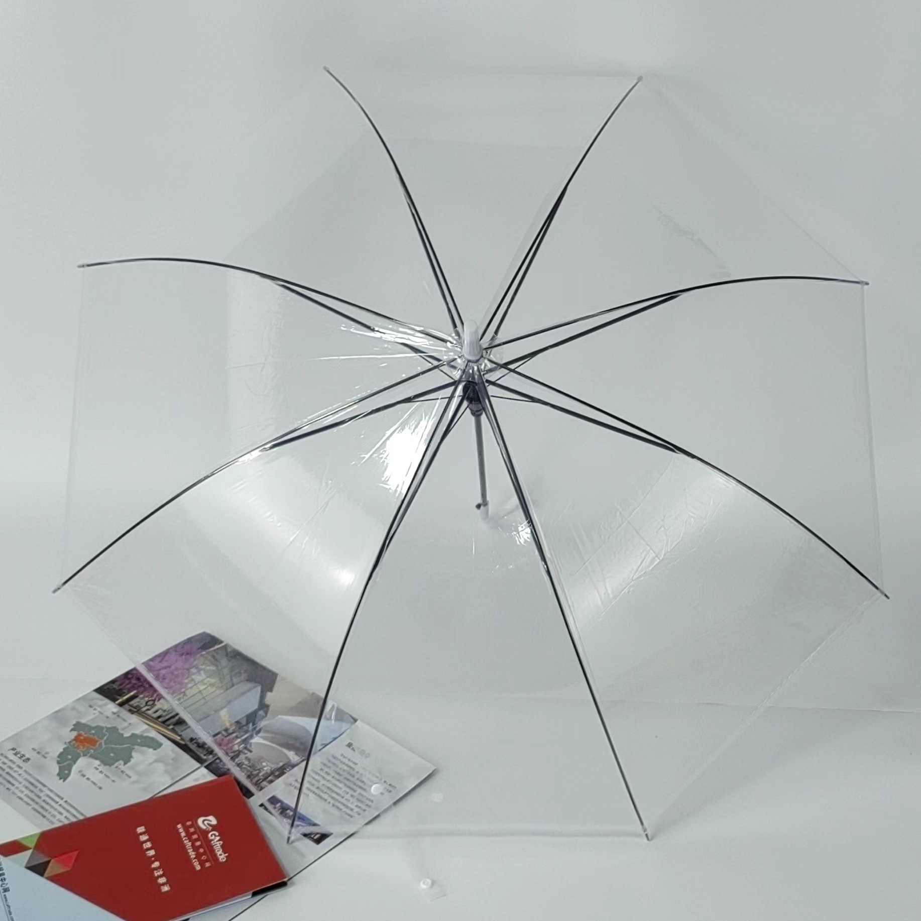 一次性雨伞批货长柄透明雨伞自动伞简约透明伞儿童雨伞广告伞LOGO详情10