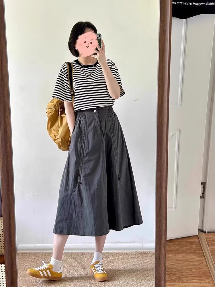 American Bella style workwear skirt for women, new summer style, plus-size high-waisted, quick-drying and slimming A-line umbrella skirt pic 17
