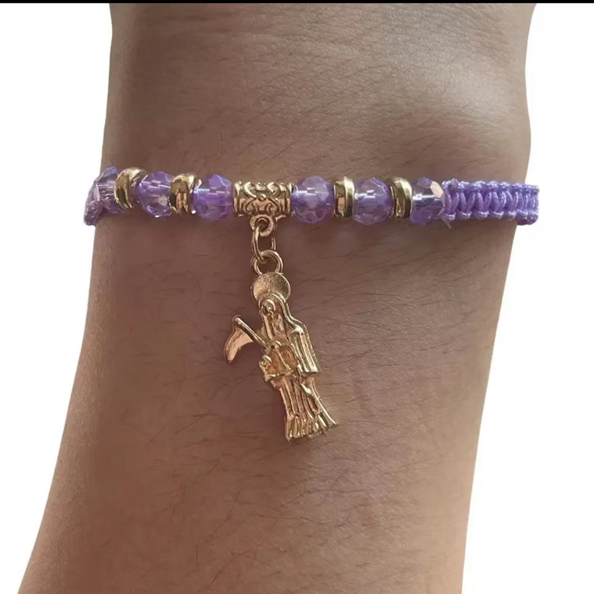 Amazon cross-border best-selling alloy Death God pendant, crystal beaded bracelet, fashionable and stylish party jewelry batch for both men and women pic 11