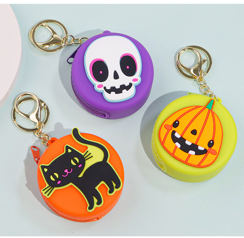 Cartoon round silicone coin purse, versatile little dinosaur keychain, bag, pendant, storage card, mini pic 10