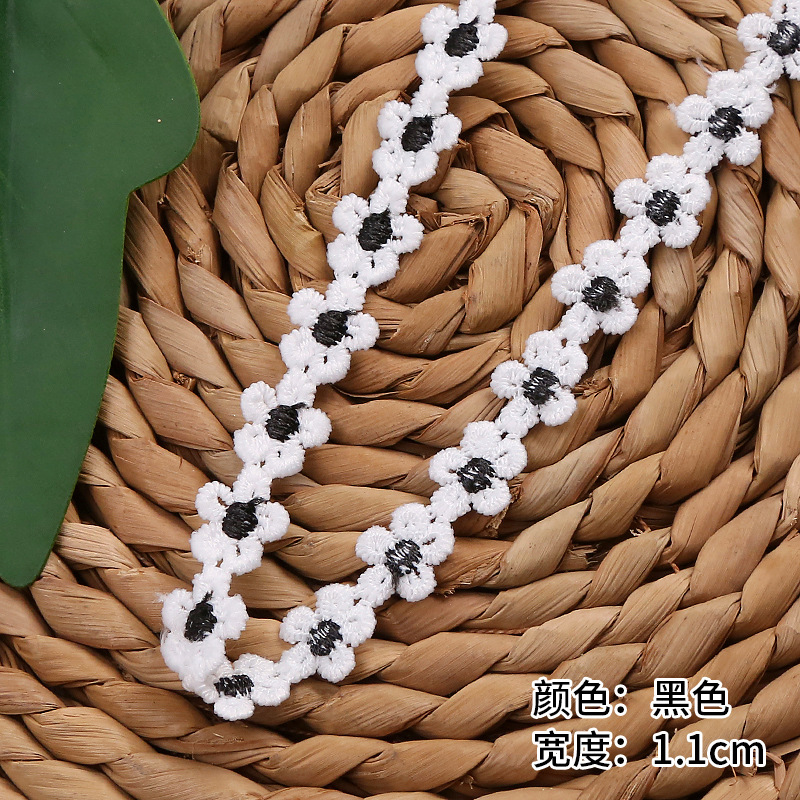 1.1CM 5-petal multi-color chrysanthemum milk silk lace and colorful embroidered lace factory for sale pic 8