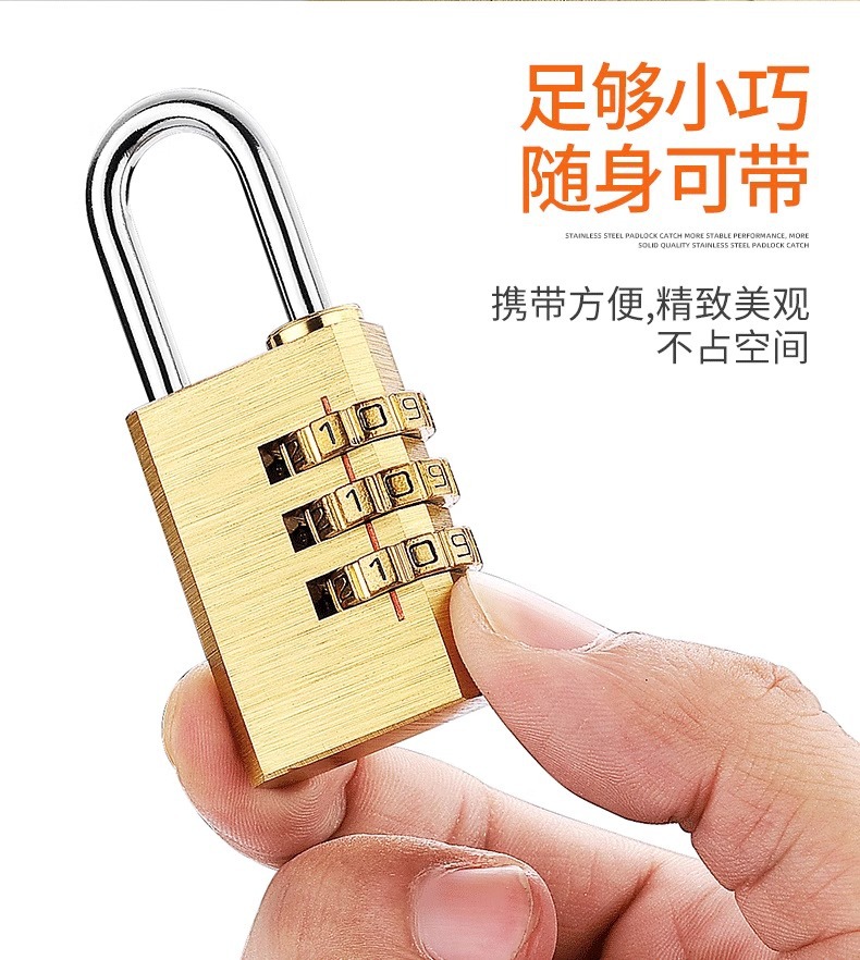 Solid pure copper password padlock, luggage and bag password lock, gym cabinet door padlock, password lock head, household small lock pic 8