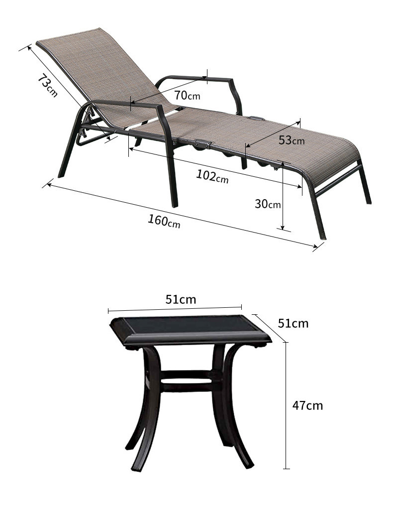 紫叶户外休闲躺椅沙滩椅躺床泳池午休阳台庭院折叠椅室外防水防晒详情27