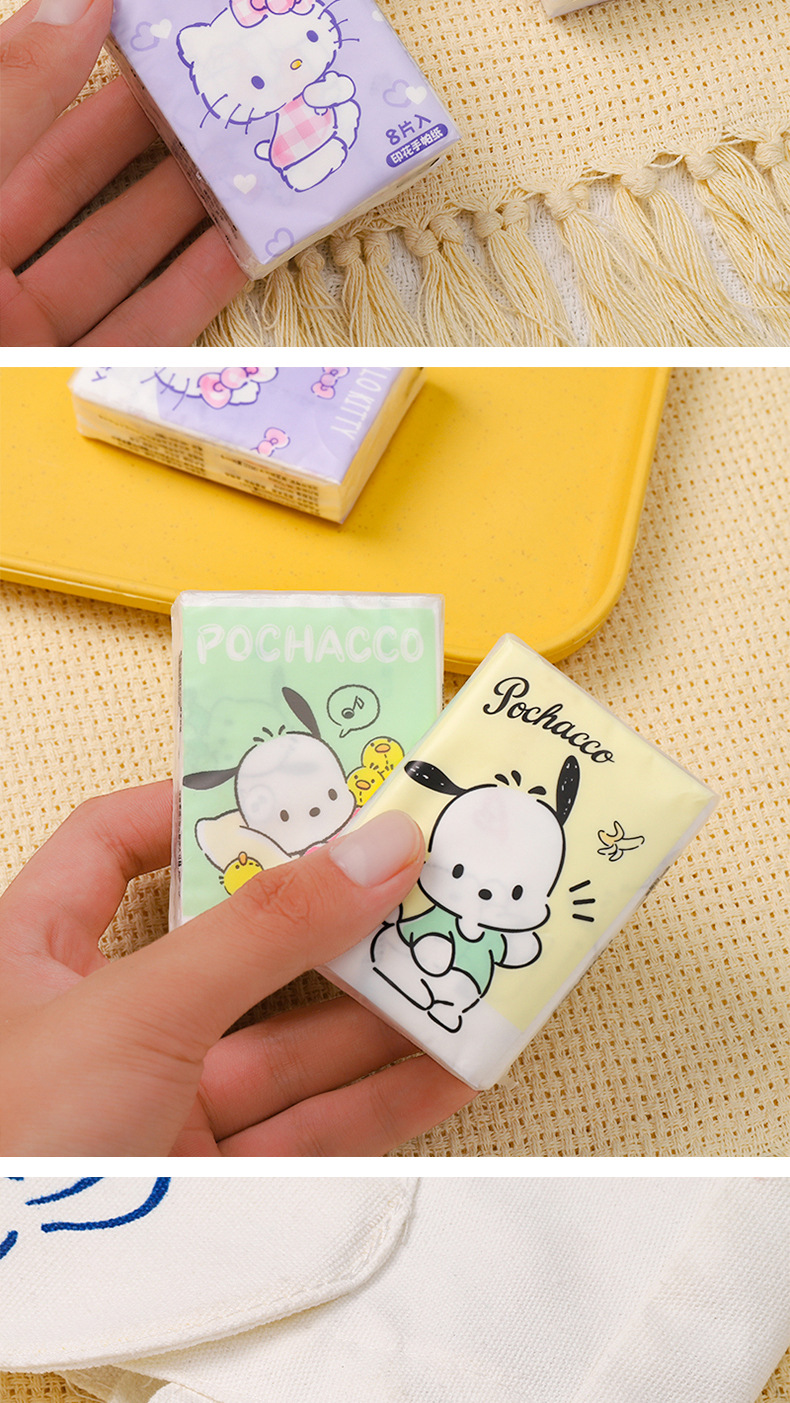 Sanrio officially authorized nine-pack printed handkerchief paper, portable tissues, cute student small pack napkins and facial tissues pic 18