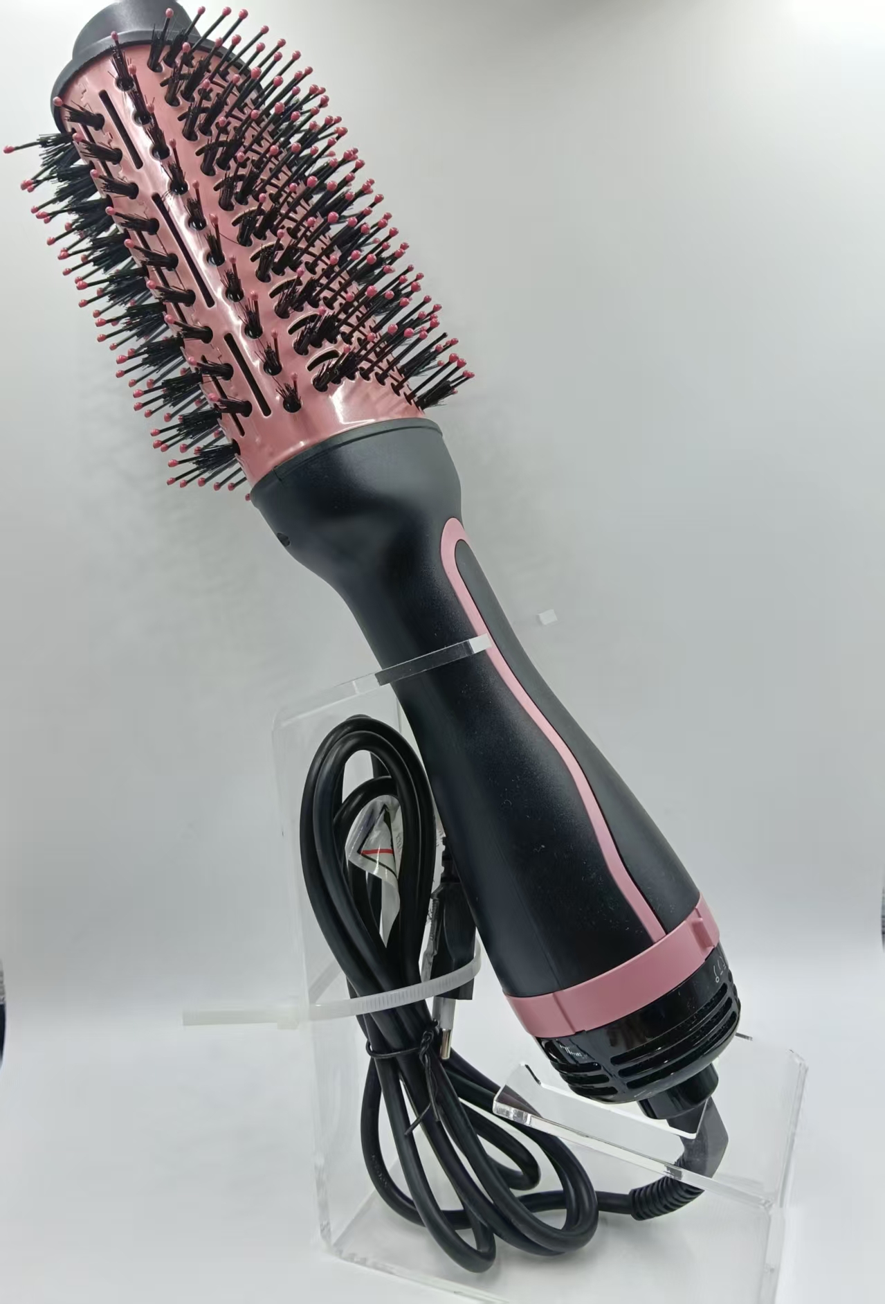 跨境爆款热风梳负离子吹风梳蓬松卷发梳造型神器粉色款详情3