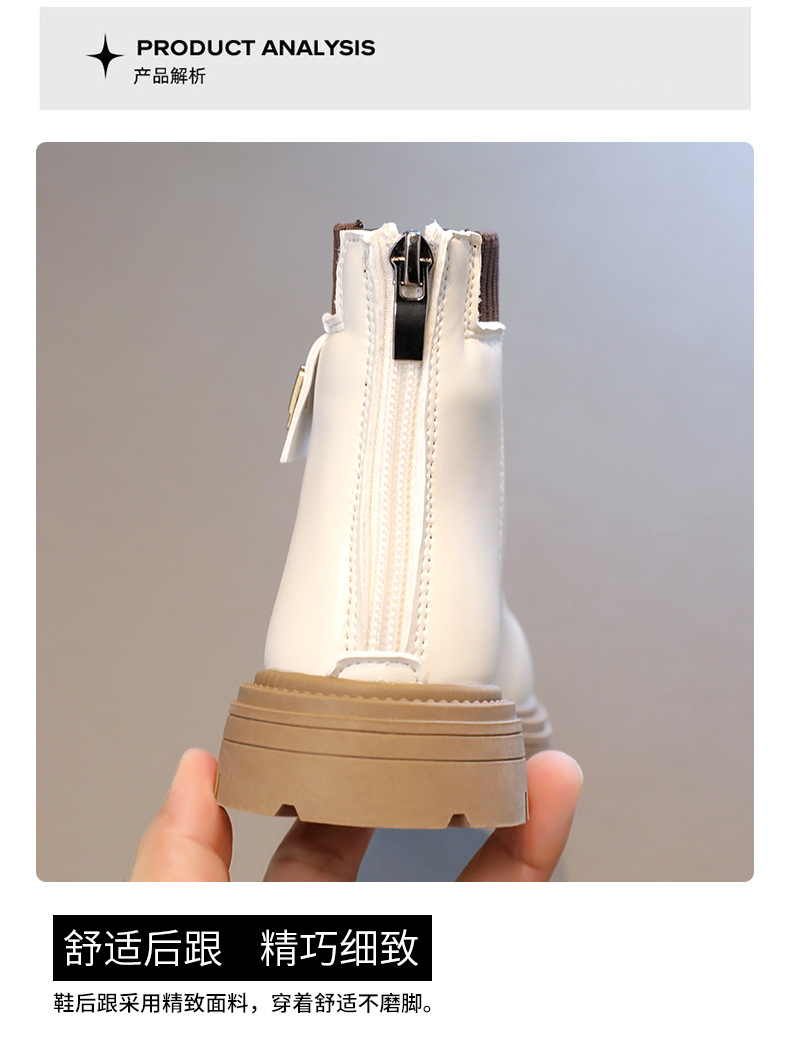 女童靴子儿童马丁靴2023秋冬新款中大童女孩短靴纯色毛线口中筒靴详情6