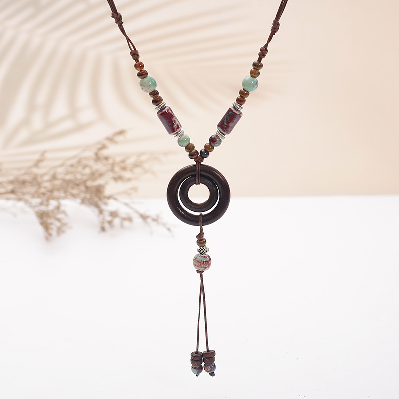 New retro ethnic-style ceramic necklaces for women, long sweater chains, cross-border small accessories and accessories manufacturer wholesale pic 6