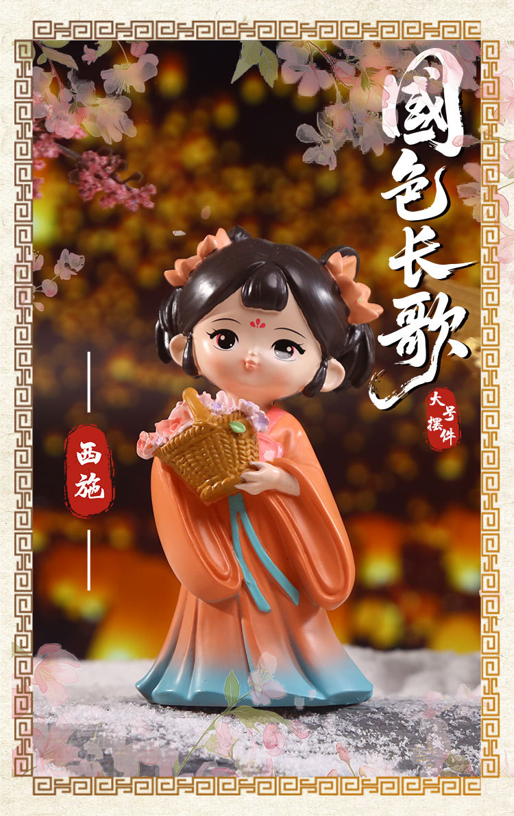 Cute ancient-style dolls, home and office desk ornaments, Hanfu figurines, resin princesses pic 6