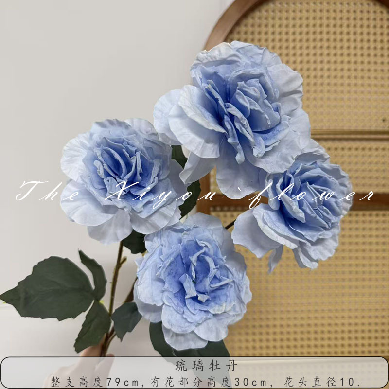 4 pieces of glazed peonies, dry-roasted peonies and paeonias, artificial flowers for wedding arrangements and home living room decoration pic 8