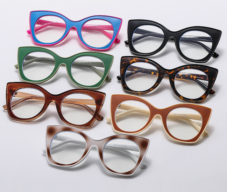 Fashionable and personalized color-blocking sun protection sunglasses, cross-border European and American trend anti-blue light flat sunglasses frame pic 3