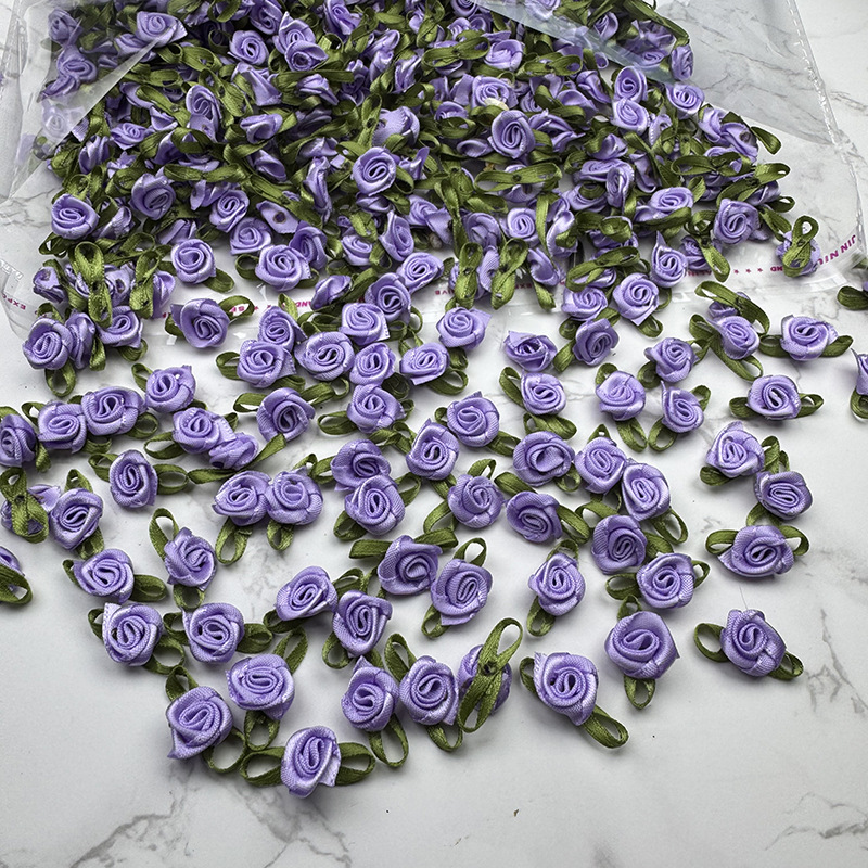 玫瑰花现货绿叶玫瑰手工花朵发饰辅料辅料公仔配饰饰品配件缎带加详情9