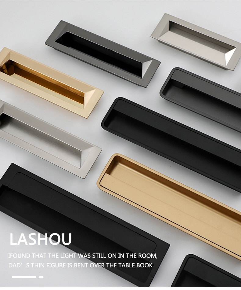 黑色隐形拉手嵌入式暗装柜门衣柜抽屉金色现代简约谷仓移门把手详情8