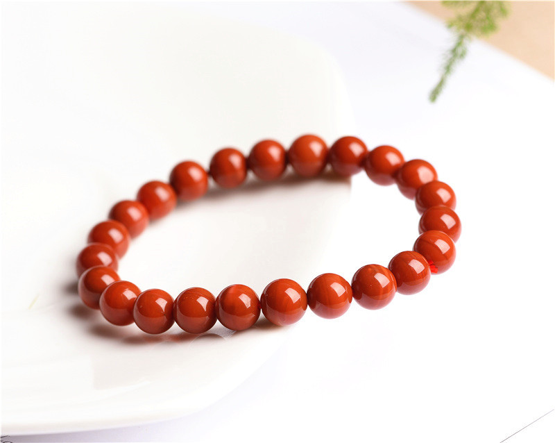 Jiuya Crystal Natural Nan Hong Agate Loose Bead Bracelet, Persimmon Red Agate Round Bead Bracelet Factory Direct Sales pic 7