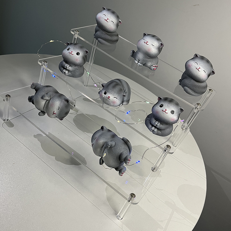 Acrylic display stand, Bubble Mart figurine, multi-layer acrylic bar brick, transparent stepped display stand, blind box doll, layered display stand, anime peripheral collectibles, exhibition stand, desktop model, display item, support base pic 6
