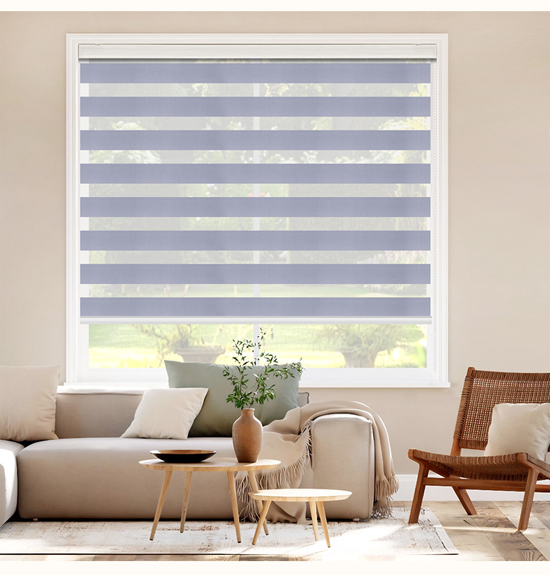 现货免打孔斑马帘外贸窗帘成品柔纱帘升降卷帘遮阳百叶窗帘定制详情13