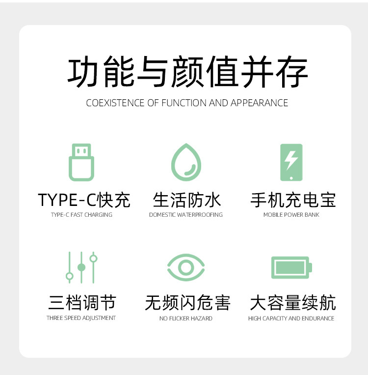 户外可折叠四叶露营挂灯带电显便捷式长续航USB充电应急照明电筒详情8