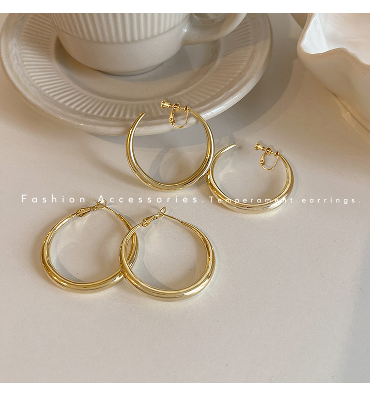 大圆圈螺旋耳夹女款2024新款爆款素圈高级感无耳洞耳环方圆脸耳饰详情16