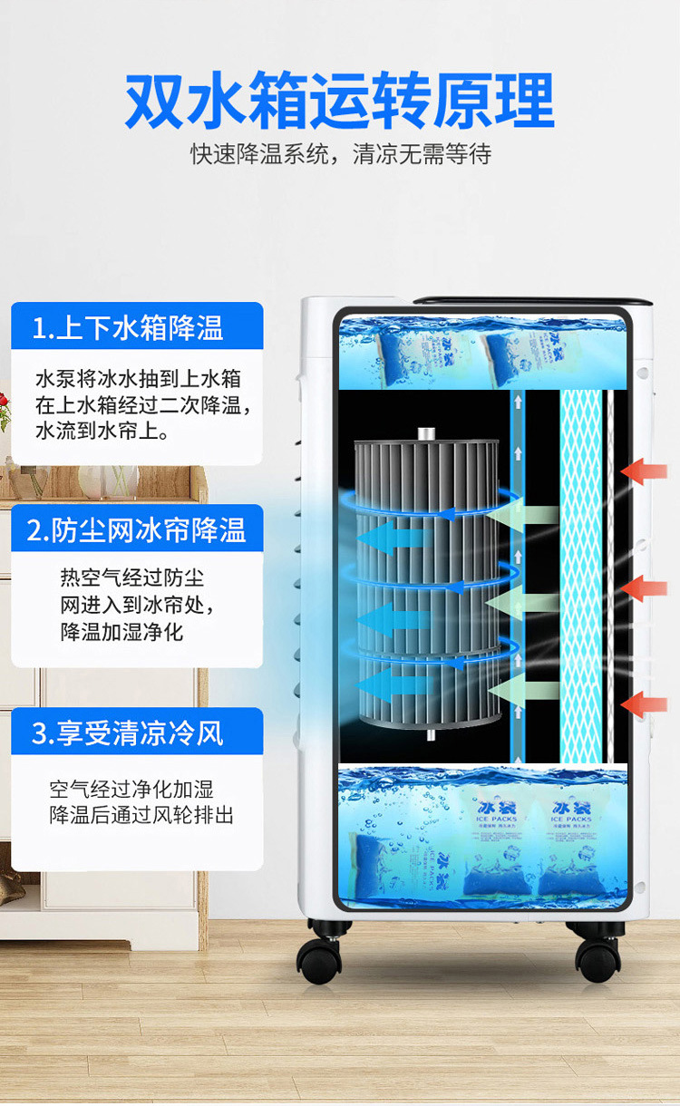 骆驼空调扇冷暖两用取暖器冷风机一体小空调制热制冷风扇降温家用详情5