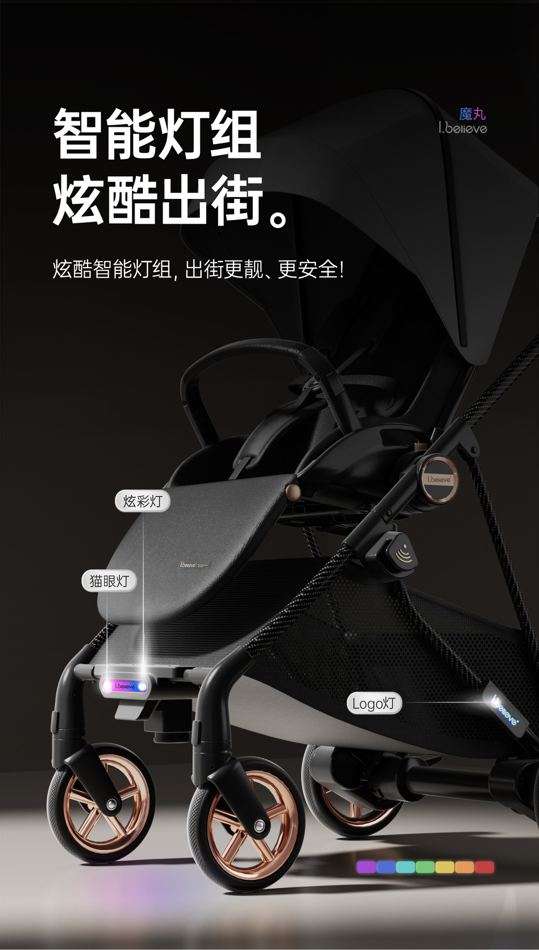 ibelieve爱贝丽魔丸8新生儿智能跟随刹车婴儿车双向坐躺详情13