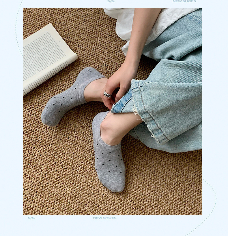 春夏季浅口船袜波点ins日系袜子女纯色圆点不掉跟隐形女短袜批发详情7