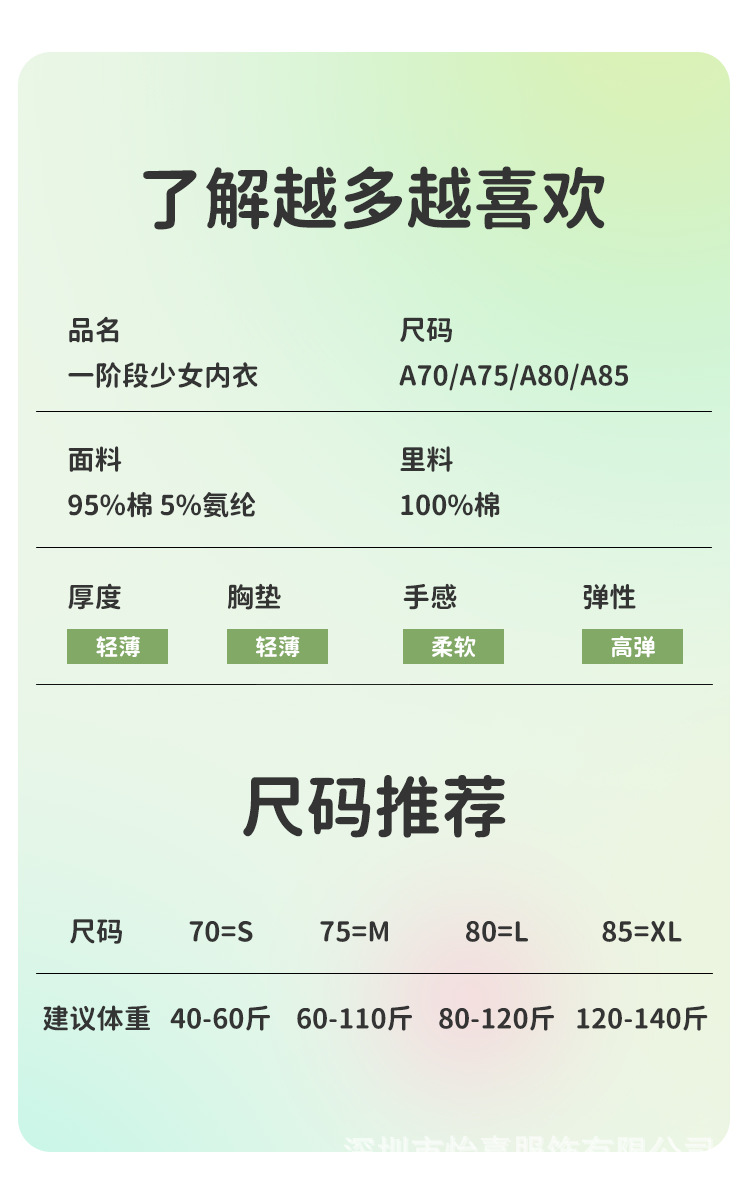 女童内衣发育期一阶段小学生大童女孩防凸点儿童女薄款12岁小背心详情17
