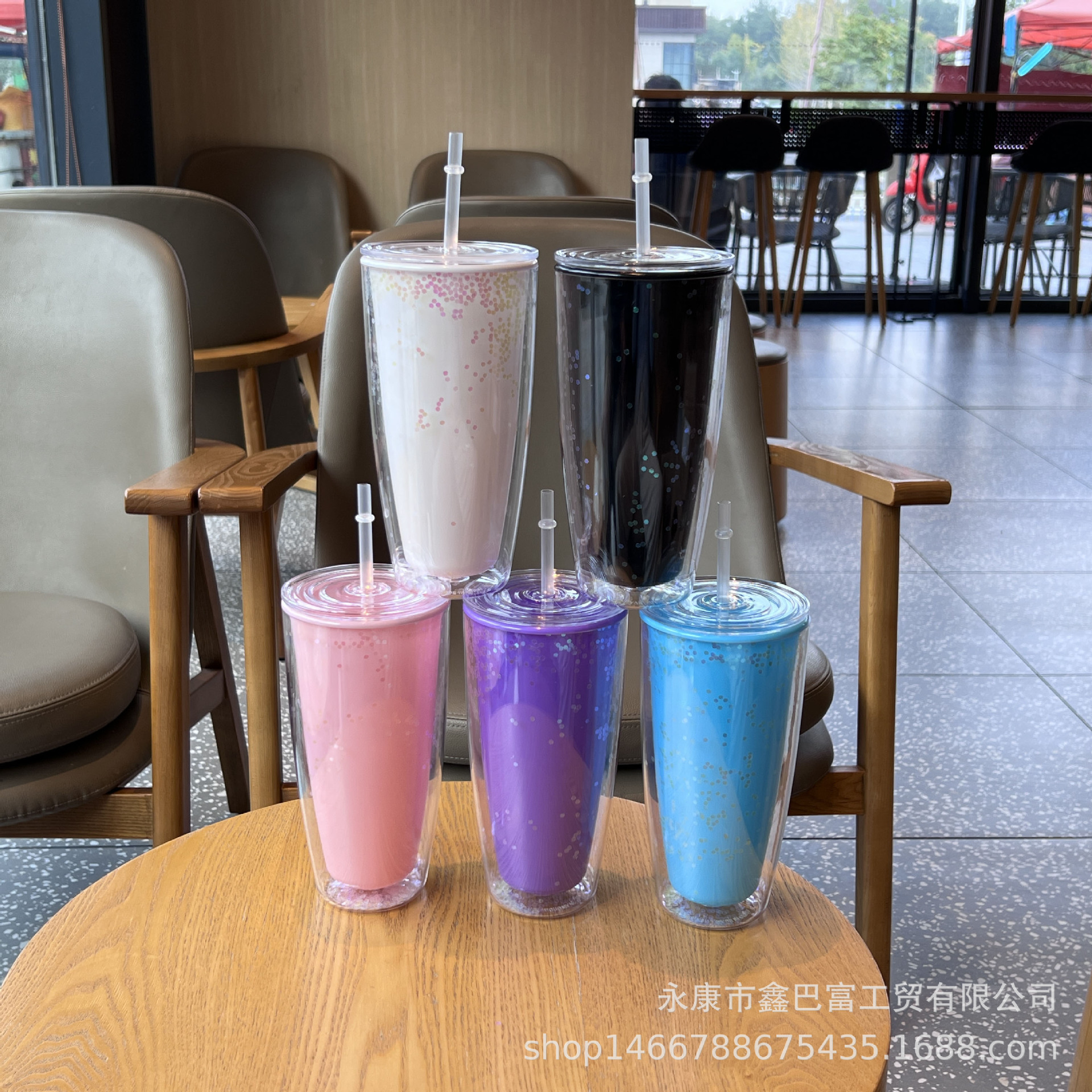 跨境爆款网红奶茶杯双层塑料水杯高颜值吸管杯大容量女神杯子批发详情10