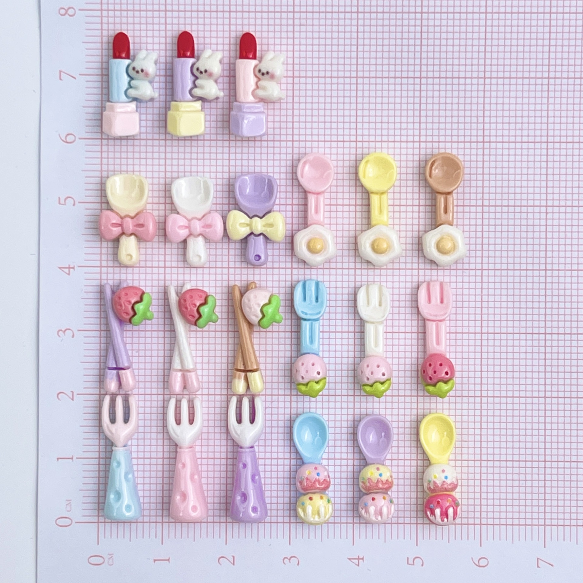 Macaron food and play tableware, cheese, cute shoe buckles, diy accessories, cartoon mini knives and forks, hair clips, resin accessories pic 2